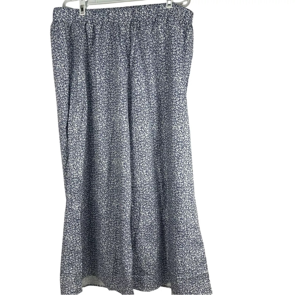 Women’s size 3XL Blue Floral Print Wide Leg Pants Comfort Lightweight Summer
